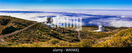 Impressive observatory in La Palma island,Roque de Los Muchachos,Spain Stock Photo
