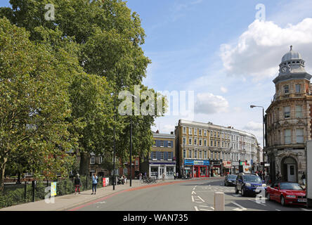 Camberwell Green, south London, UK. Shows Camberwell Church Street  with park on Left.