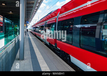 Passenger Commuter Train in Warnemunde Germany Stock Photo