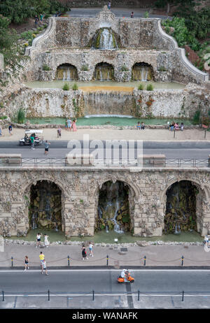 Florence, Italy - 2019, August 16: The Poggi’s Ramps (Rampe del Poggi) with beautiful fountain system, is an iconic Florentine landmark. Stock Photo