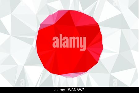Dark Red circle,, flag Japan, White triangular low poly, Mosaic pattern Background, Vector illustration graphic, Creative Origami style with gradient Stock Vector