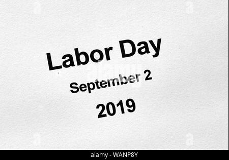 Labor Day writing printed on a white background Stock Photo