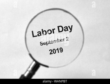 Labor Day writing printed on a white background Stock Photo