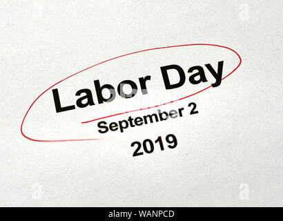 Labor Day writing printed on a white background Stock Photo