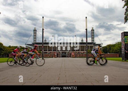 race bikes in front of Rheinenergie stadium, football stadium cologne Stock Photo