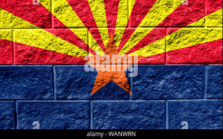 Flag State of Arizona close up painted on a cracked wall Stock Photo