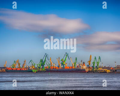 Kłaipeda, Lithuania - April 06, 2018: Klaipeda Port.  The port is one of the most important in Lithuania and sees ferry service from Sassnitz, Kiel an Stock Photo