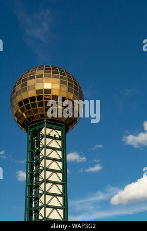 The Sunsphere on a beautiful Summer afternoon in downtown Knoxville. Stock Photo