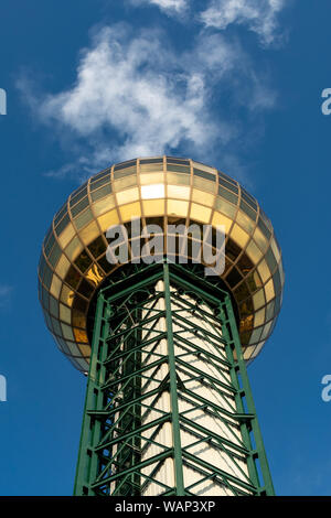 The Sunsphere on a beautiful Summer afternoon in downtown Knoxville. Stock Photo