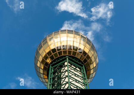 The Sunsphere on a beautiful Summer afternoon in downtown Knoxville. Stock Photo