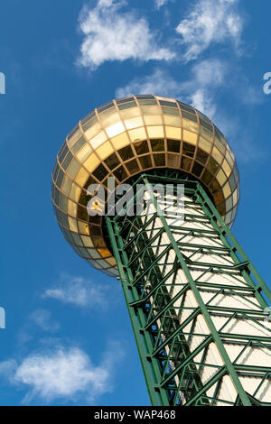 The Sunsphere on a beautiful Summer afternoon in downtown Knoxville. Stock Photo