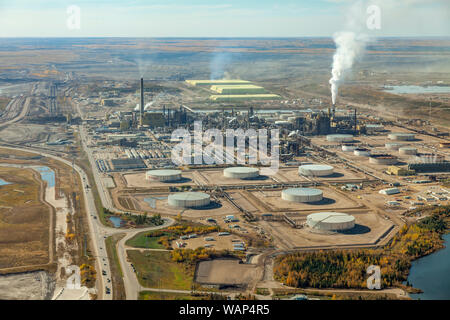 Aerial photo of Syncrude oil sands operations north of Fort McMurray, Alberta. Stock Photo