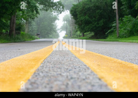 Yellow Road Lines, No Passing Stock Photo