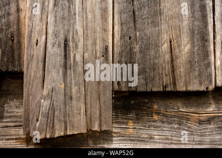 Close up detail of old barn wood.  Cades cove, Smokey mountains national park, Tennessee. Stock Photo