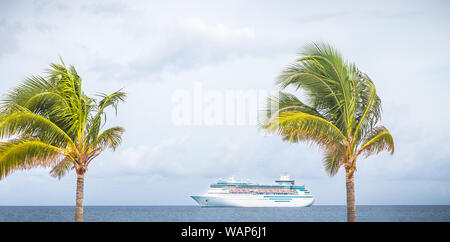 NASSAU, BAHAMAS - SEPTEMBER, 06, 2014: Royal Caribbean's ship, Majesty of the Seas, sails in the Port of the Bahamas on September 06, 2014 Stock Photo