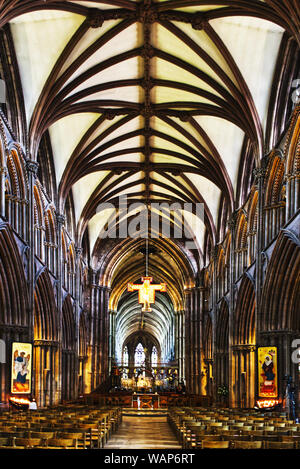 Interior of Lichfield Cathedral taken from the west end of the nave Stock Photo