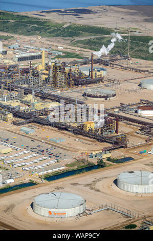 Aerial photo of Syncrude oil sands operations north of Fort McMurray, Alberta. Stock Photo