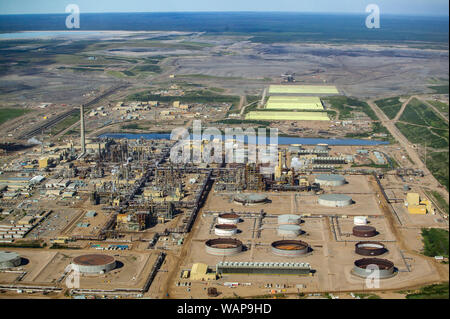 Aerial photo of Syncrude oil sands operations north of Fort McMurray, Alberta. Stock Photo