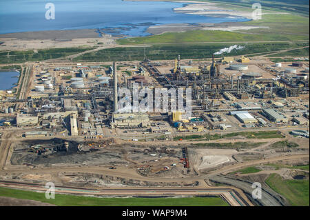 Aerial photo of Syncrude oil sands operations north of Fort McMurray, Alberta. Stock Photo