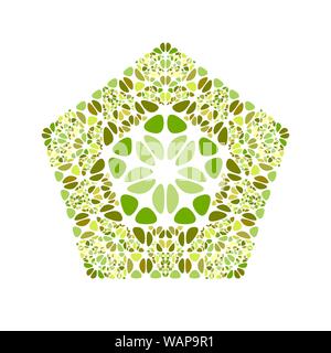 Geometrical abstract flower pentagon symbol template - ornamental colorful vector design element from gravel stones Stock Vector