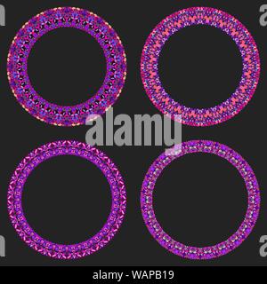 Set of 4 gravel mosaic round frames - vector wreath designs Stock Vector