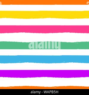 Rainbow striped seamless pattern. Rough lines rainbow repeating background vector texture. Stock Vector