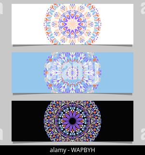 Abstract geometrical flower mandala banner background set - colorful vector design elements Stock Vector