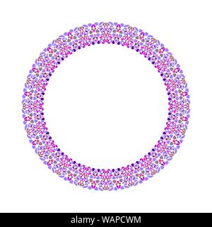 Geometrical gravel mosaic round frame - abstract vector design element on white background Stock Vector