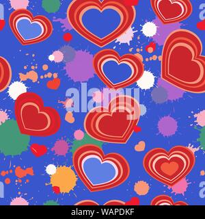 recurring one in the other contours of the hearts and splashes Stock Vector