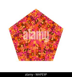 Abstract mosaic pentagon logo template - colorful ornamental geometrical vector element on white background Stock Vector
