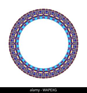 Tiled mosaic circular wreath - geometrical abstract ornamental colorful vector design element Stock Vector