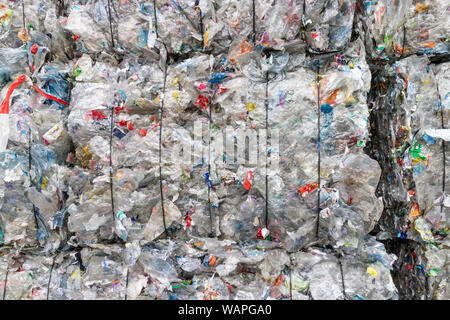 Plastics recycling centers and its raw material as collection, preparation and transformation Stock Photo