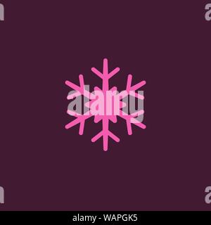 Pink snowflake icon, snow pictogram, winter symbol. Stock Vector