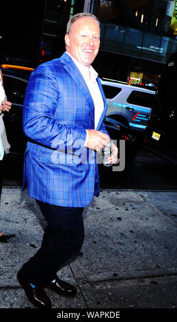 New York, USA. 21st Aug, 2019. August 21, 2019 Sean Spicer at Planet Hollywood Press Junket to talk about new season of Dancing with the Stars in New York. August 21, 2019 Credit:RW/MediaPunch Credit: MediaPunch Inc/Alamy Live News Stock Photo