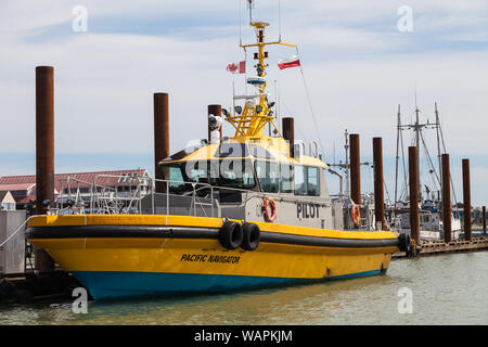 Canadian government Pilot Boat docked in Steveston Harbour British Columbia Stock Photo