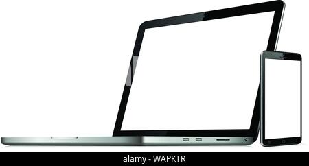 Laptop and phone mock up Stock Vector