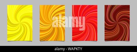 Psychedelic abstract spiral burst stripe page background template set - vector stationery illustrations Stock Vector