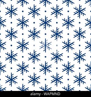 Blue snowflakes on white background, vector illustration Stock Vector