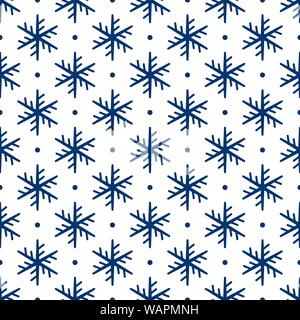 Blue snowflakes on white background, vector illustration Stock Vector