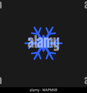 Blue snowflake icon, snow pictogram, winter symbol. Stock Vector