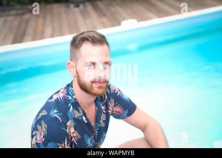 a red beard young male model portrait Stock Photo