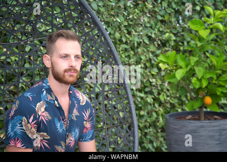a red beard young male model portrait Stock Photo