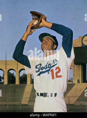 Vintage photo of Tommy Davis, star player of the Los Angeles Dodgers at the Memorial Coliseum circa early 1960s. Stock Photo