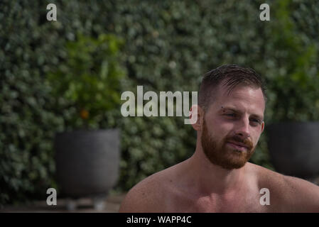 a red beard young male model portrait Stock Photo