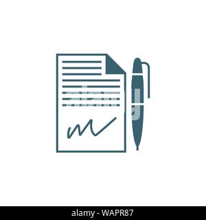 Contract related vector glyph icon. Stock Vector