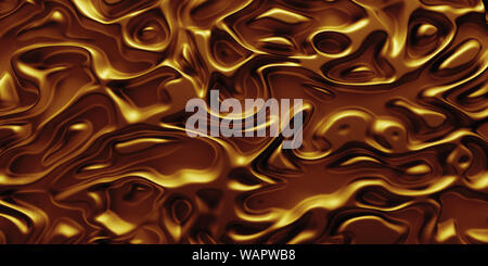 3d Visual arts background with Psychedelic Tribal Liquid Surface Brushed Gold texture. Stock Photo