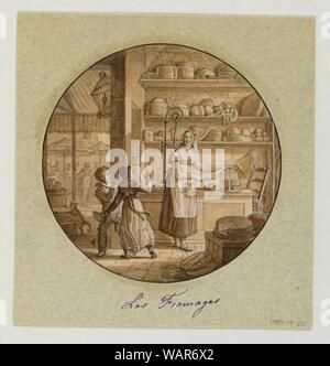 Drawing, Design for a Painted Porcelain Plate, Les Fromages (Cheeses) for the Service des Objets de Dessert (Dessert Service), 1819–20 Stock Photo