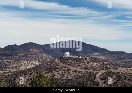 Distant view of one of the stellar observatories at the McDonald Observatory, an astronomical observatory located near the unincorporated community of Fort Davis in Jeff Davis County, Texas Stock Photo