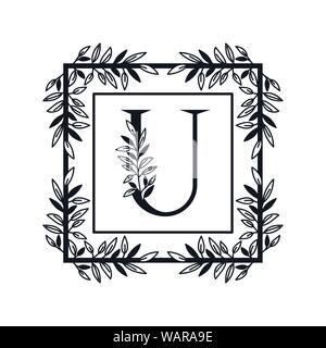 Premium Vector  Elegant letter u with wreath floral logo decorative