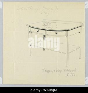 Drawing, Design for Mahogany Inlay Sideboard with Neo-Classical Motifs ...